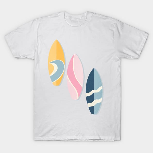 Yellow, pink and blue surfboards T-Shirt by Home Cyn Home 